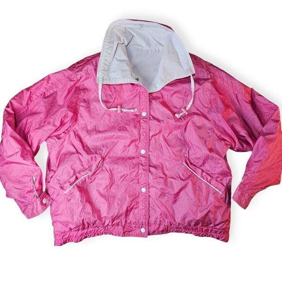Vintage 80s Pink Nylon Windbreaker Jacket - Picture 2 of 12